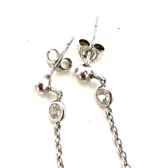 Charles Winston Sterling Silver CZ Drop Dangle Pearl Earrings NWOT - Picture 10 of 16